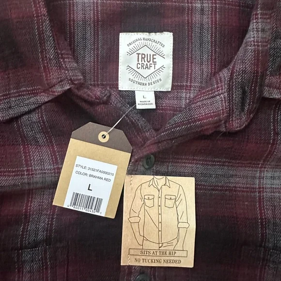 True Craft Maroon and Black Plaid Shirt - Picture 2 of 2